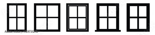 Collection of  window frame silhouette icon vector set for logo