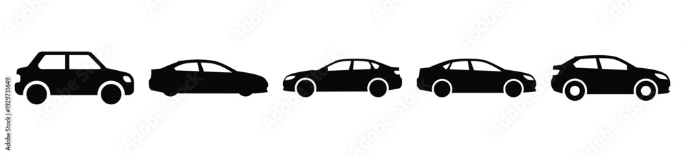 Fototapeta premium Collection of car vehicle silhouette icon vector set for logo