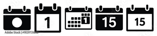 Collection of  calendar date silhouette icon vector set for logo