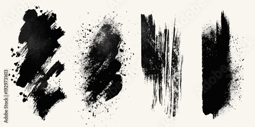 Abstract Black and White Ink Splats Creating a Grunge Effect. Transparent PNG available detailed ink splats Hyper realistic Highly Detailed Isolated On Transparent Background