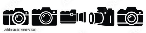 Collection of  camera photography silhouette icon vector set for logo