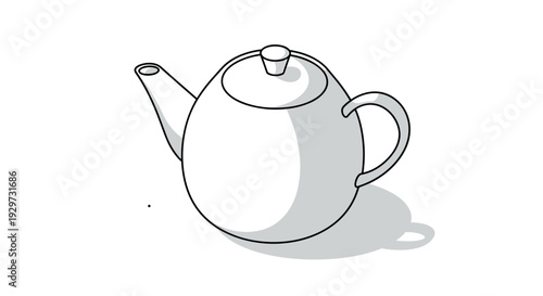 white teapot with lid and handle simple hand drawn illustration