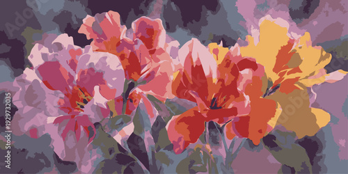 Collection of vibrant and delicate spring flowers in various colors and shapes isolated on white background