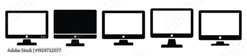 Collection of  desktop monitor silhouette icon vector set for logo