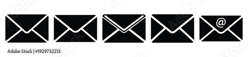 Collection of  email envelope silhouette icon vector set for logo