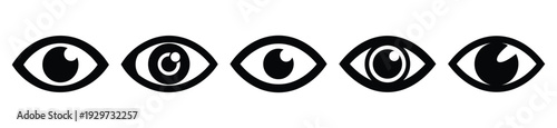 Collection of  eye view silhouette icon vector set for logo