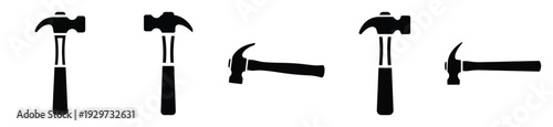 Collection of  hammer tool silhouette icon vector set for logo