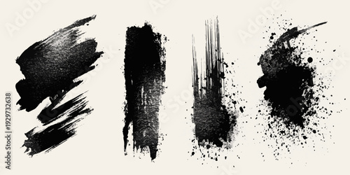 ink blots and splats. detailed ink splats Hyperrealistic Highly Detailed Isolated On Transparent Background