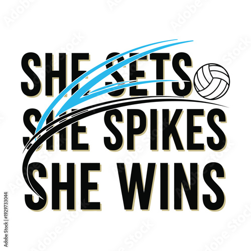 Motivational volleyball graphic with empowering text for female players tshirt design