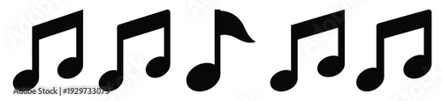Collection of  music note silhouette icon vector set for logo