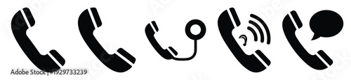 Collection of  phone call silhouette icon vector set for logo