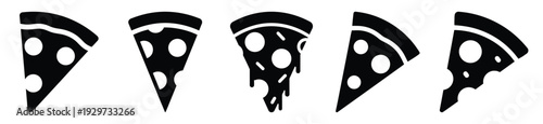 Collection of  pizza slice silhouette icon vector set for logo