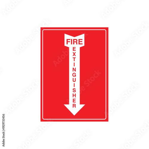 Fire Extinguisher Down Arrow Sign Vector Design Sticker Printable Safety Poster

