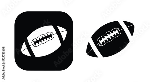 Vector graphic illustration showcasing two classic American football icons in distinct, clean, and modern design styles for sports