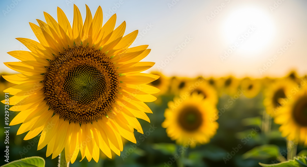 Obraz premium sun flower nature background with copy space