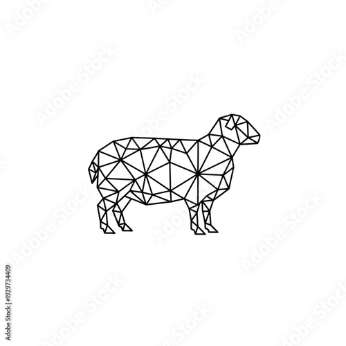 Stylized Geometric Sheep Illustration, Modern Polygonal Lamb Icon for Creative Design Projects, Abstract Low Poly Animal Graphic Art