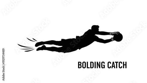 silhouette of a goalkeeper diving to catch a soccer ball hand drawn sports illustration