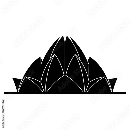Architectural Icon A Stylized Representation of the Lotus Temple in Silhouette