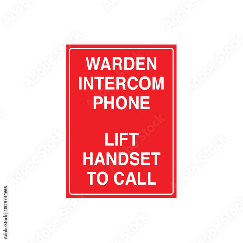 Warden Intercom Phone Lift Handset To Call Sign Vector Design Safety Sticker Poster
