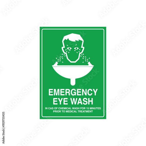 Emergency Eye Wash Sign Green Vector Design Sticker Safety Equipment Poster
