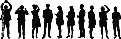 Business silhouette illustration, professional attire, office worker, corporate lifestyle, career concept, modern workplace, human posture, social behavior, urban job