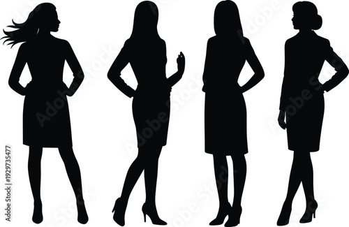 Businesswoman silhouette illustration, professional attire, confident posture, office worker, corporate lifestyle, career concept, empowerment, workplace diversity, modern design, elegant figure