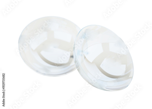 Set of optical lenses on transparent background. 3D illustration