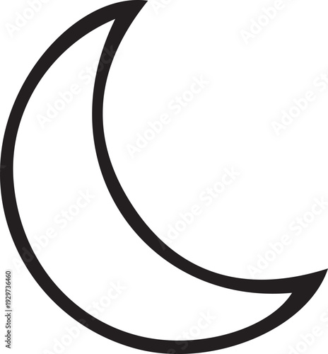 Simple black outline of a crescent moon symbol