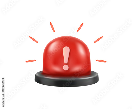Warning beacon icon, Emergency alarm. Emergency alert, warning concept. 3D vector minimal cartoon siren light notification for system dashboard and safety. Isolated on white transparent background