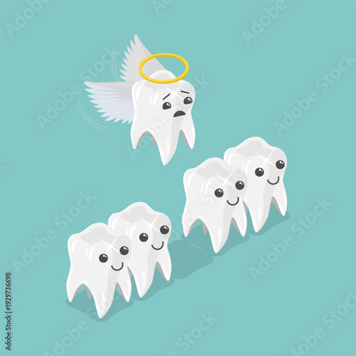 3D Isometric Flat Vector Illustration of Extracted Tooth, Removal Of A Tooth For Medical Reasons.