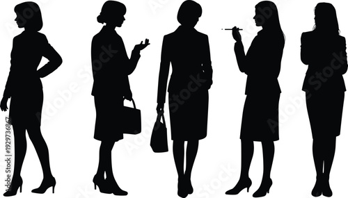 Businesswoman silhouette illustration, professional attire, office worker, corporate lifestyle, career concept, modern workplace, female professional, urban job, elegant posture