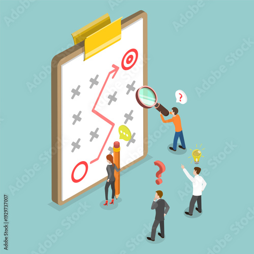 3D Isometric Flat Vector Illustration of Planning And Strategy, Team Collaboration, Competitive Analysis