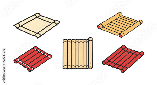 Sushi Mat Line art soft color design