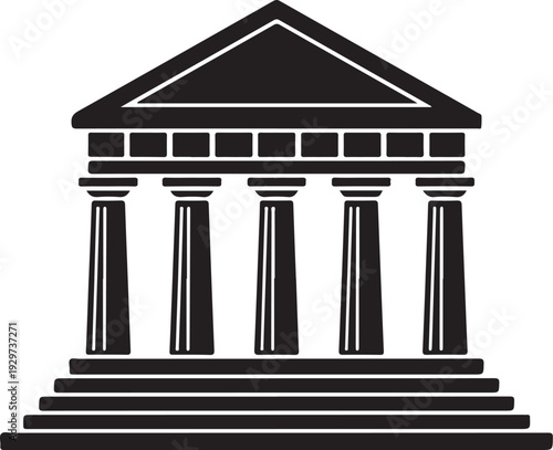 Icon of a building with columns and triangular roof architecture symbol