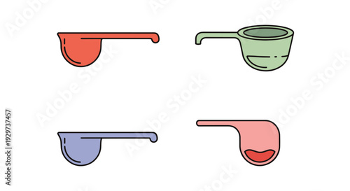 Tablespoon Line art flat abstract color