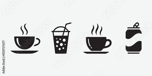 Hot and Cold Drinks Icons Set