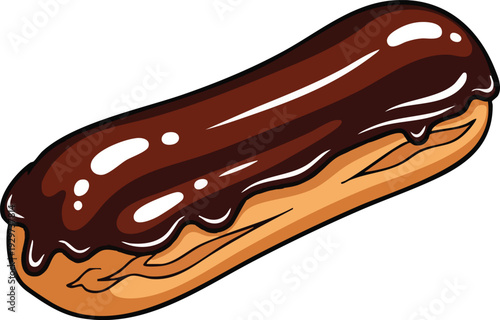 Delicious Chocolate Eclair Pastry with Glossy Glaze.