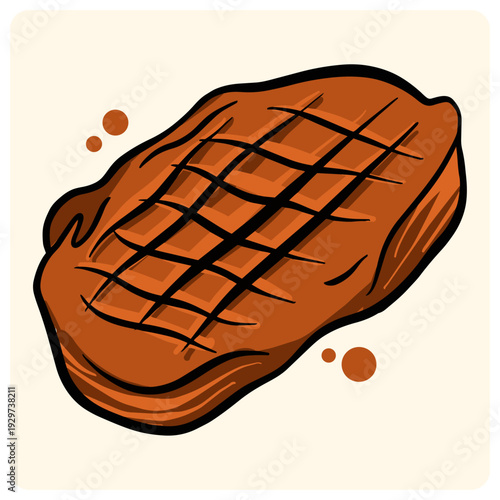 Grilled beef steak meat hand drawn illustration