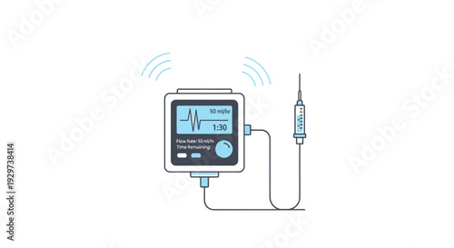 Medical Infusion Pump with Syringe and Digital Display, Healthcare Technology