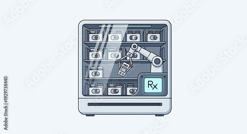 Robotic arm dispensing medication from automated pharmacy