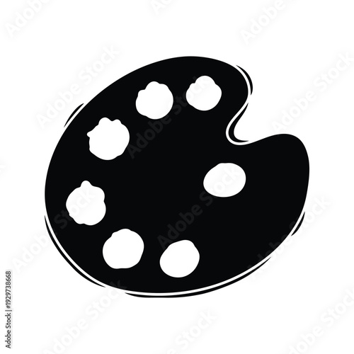 Artist paint palette silhouette icon for art and creativity minimalist black graphic