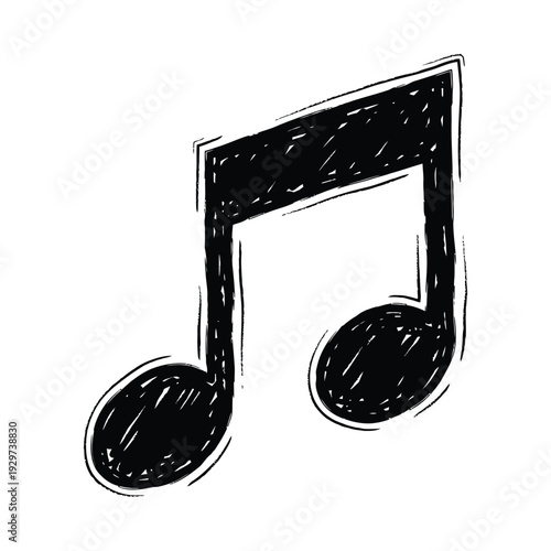 Musical Note Icon Hand-Drawn Sketch Doodle Style Illustration Isolated on White