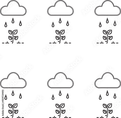 cloud raining seeds sprouting plants vector 