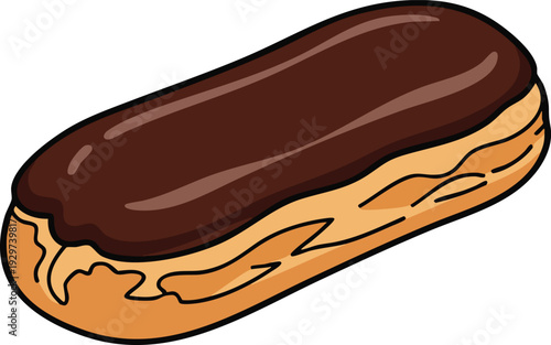 Delicious Chocolate Eclair Pastry with Rich Brown Glaze.