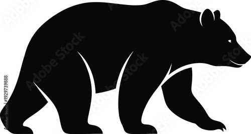A black bear silhouette walking on a white background