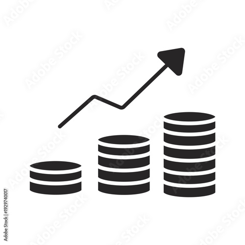 A black and white graph showing an increase in funds
