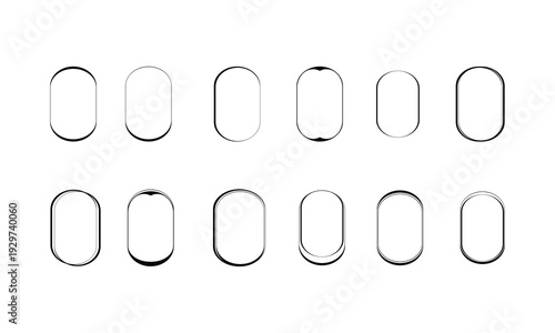 A series of oval shapes in a row on a white background