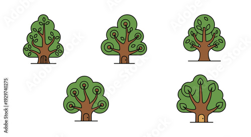 Storybook tree Line colorful digital color vector