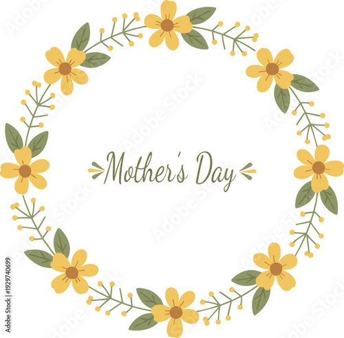 Mother's Day vector illustration with a beautiful floral wreath design