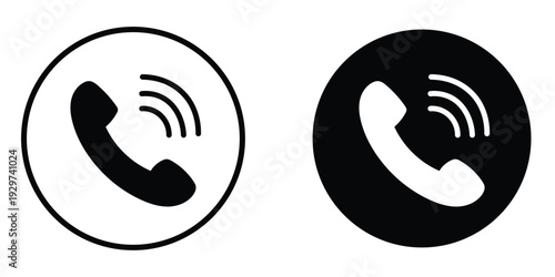Phone call icon – incoming call communication symbol line and glyph mobile app interface button